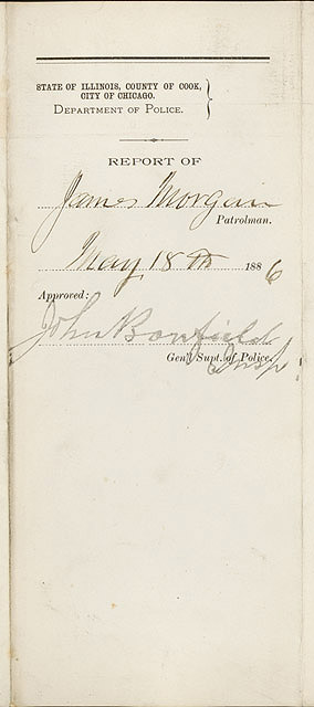 Cover Page, Chicago Police Department Report