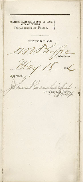 Cover Page, Chicago Police Department Report