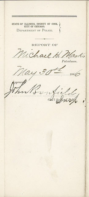 Cover Page, Chicago Police Department Report