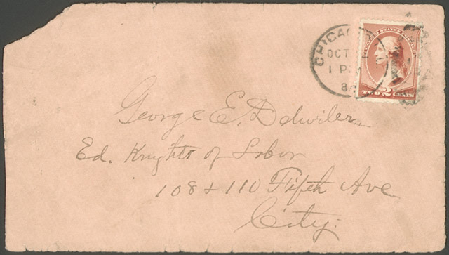Envelope, Albert Parsons, letter to the Knights of Labor