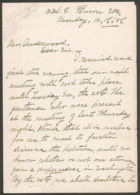 Nina van Zandt Spies letter to Mr. Underwood