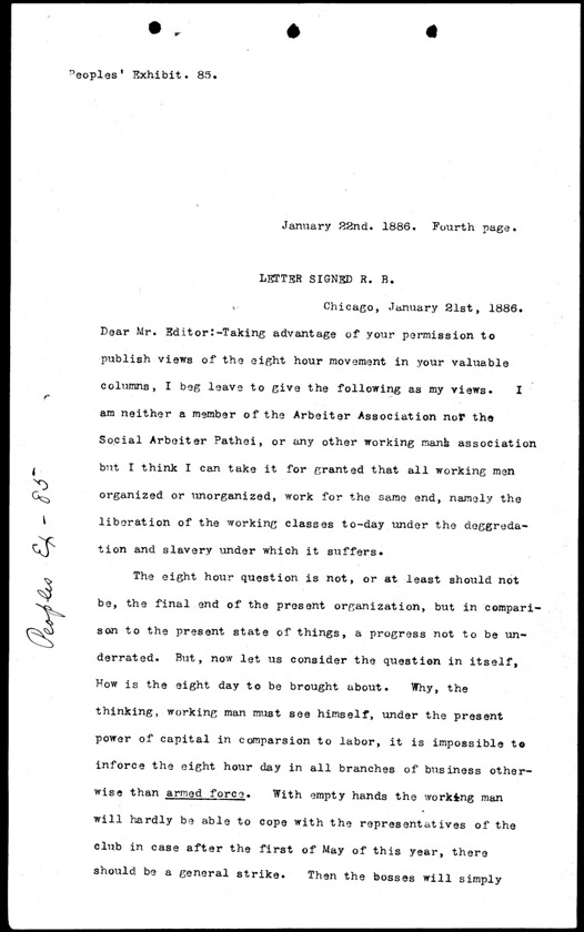 People's Exhibit 85, Page 1